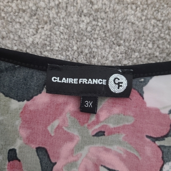 CLAIRE FRANCE 3/4 Sleeve Orange & Green Floral Print Blouse Size 3XL - Picture 5 of 6